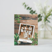 ヴィンテージウッドアコーンクリスマスファミリー写真 シーズンポストカード (スタンド正面)
