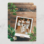 ヴィンテージウッドアコーンクリスマスホリデーフォトカード (正面/裏面)