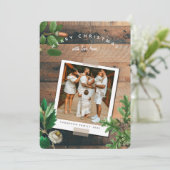 ヴィンテージウッドアコーンクリスマスホリデーフォトカード (スタンド正面)