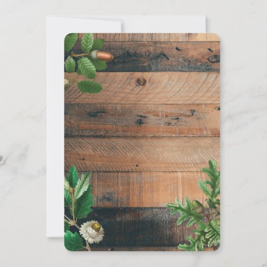 ヴィンテージウッドアコーンクリスマスホリデーフォトカード (裏面)