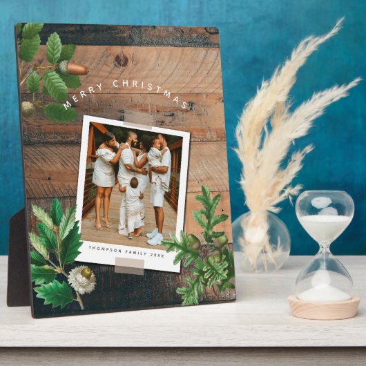 ヴィンテージウッドアコーンクリスマスホリデーフォト フォトプラーク (側面)