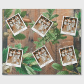 ヴィンテージウッドアコーンクリスマスホリデーフォト ラッピングペーパー (フラット)