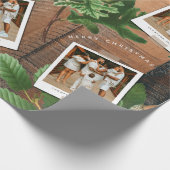 ヴィンテージウッドアコーンクリスマスホリデーフォト ラッピングペーパー (角)