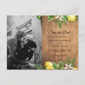 ヴィンテージウッドウォーターカラーイエローレモン&リーフ 案内ポストカード (正面)