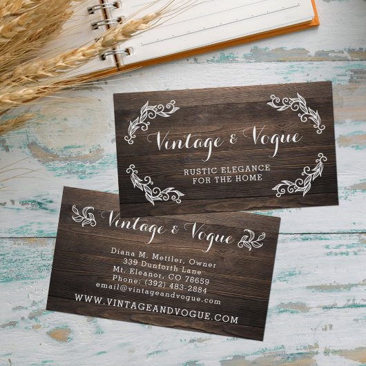 ヴィンテージウッドカ素朴ントリーエレガントファームブティック 名刺