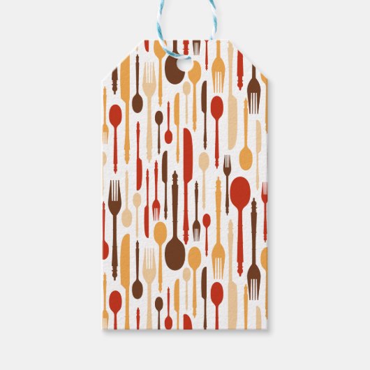 ヴィンテージウッドキッチンフォークスプーンナイフ ギフトタグ (正面)