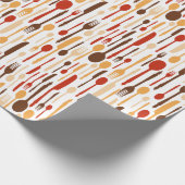 ヴィンテージウッドキッチンフォークスプーンナイフ ラッピングペーパー (角)