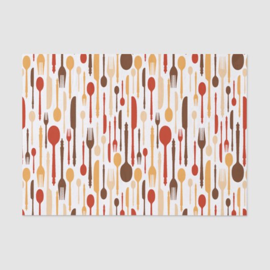 ヴィンテージウッドキッチンフォークスプーンナイフ 薄葉紙 (正面)