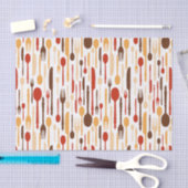 ヴィンテージウッドキッチンフォークスプーンナイフ 薄葉紙 (クラフト)