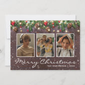 ヴィンテージウッドクリスマス3写真 シーズンカード (正面)