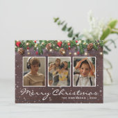 ヴィンテージウッドクリスマス3写真 シーズンカード (スタンド正面)