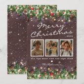 ヴィンテージウッドクリスマス3枚写真 シーズンカード (正面/裏面)