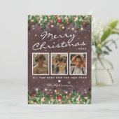 ヴィンテージウッドクリスマス3枚写真 シーズンカード (スタンド正面)