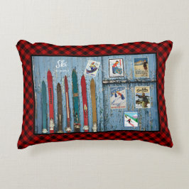 ヴィンテージウッドスキー/スキー広告ズポスター アクセントクッション