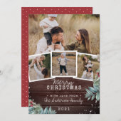 ヴィンテージウッドスノーメリークリスマス4フォトコラージュ シーズンカード (正面/裏面)