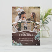 ヴィンテージウッドスノーメリークリスマス4フォトコラージュ シーズンカード (スタンド正面)