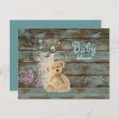 ヴィンテージウッドテディベアベビーシャワー招待状 招待状 (正面/裏面)