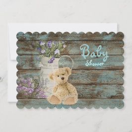 ヴィンテージウッドテディベアベビーシャワー招待状 招待状