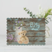 ヴィンテージウッドテディベアベビーシャワー招待状 招待状 (スタンド正面)
