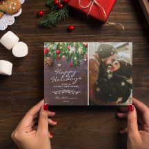 ヴィンテージウッドハッピーホリデーズフォト