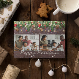 ヴィンテージウッドハッピーホリデー2写真 シーズンカード