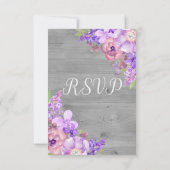 ヴィンテージウッドパープルフローラウェディングRSVP 出欠カード (裏面)