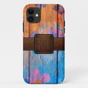 ヴィンテージウッドブラウンレザールック#4 iPhone 11 ケース