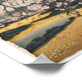 ヴィンテージウッドブロック桜シーン ポスター (角)