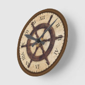 ヴィンテージウッドヘルムラウンドクロック ラウンド壁時計 (傾斜)