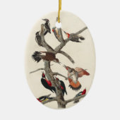 ヴィンテージウッドペッカーズバーズクラシックイラストレーション セラミックオーナメント (正面)