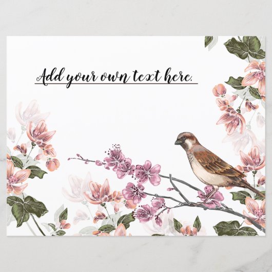 ヴィンテージウッドペッカーフラワーズジャーナルスクラップブック紙 (正面)