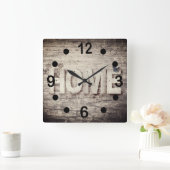 ヴィンテージウッドホームデザイン スクエア壁時計 (ホーム)