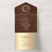 ヴィンテージウッドモノグラム結婚ズ オールインワン招待状 (内側)