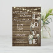 ヴィンテージウッドラダーアンドホワイトローズブライダルシャワー 招待状 (スタンド正面)