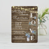 ヴィンテージウッドラダーブルーブライダルシャワー 招待状 (スタンド正面)