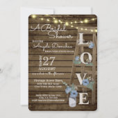 ヴィンテージウッドラダーブルーブライダルシャワー 招待状 (正面)