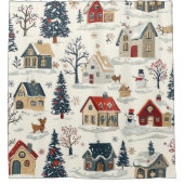 ヴィンテージウッドランドのクリスマスパターン(11) シャワーカーテン (正面)