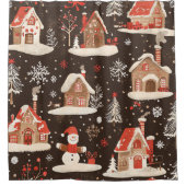 ヴィンテージウッドランドのクリスマスパターン(12) シャワーカーテン (正面)