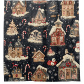 ヴィンテージウッドランドのクリスマスパターン(14) シャワーカーテン (正面)