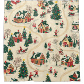 ヴィンテージウッドランドのクリスマスパターン(18) シャワーカーテン (正面)