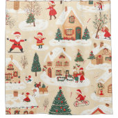 ヴィンテージウッドランドのクリスマスパターン(19) シャワーカーテン (正面)