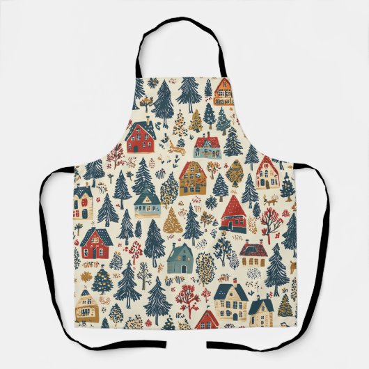 ヴィンテージウッドランドのクリスマスパターン(20) エプロン (正面)