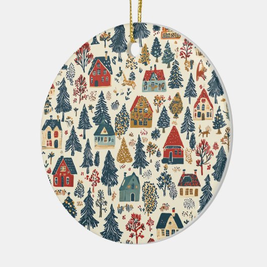 ヴィンテージウッドランドのクリスマスパターン(20) セラミックオーナメント (左)
