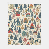 ヴィンテージウッドランドのクリスマスパターン(20) フリースブランケット (正面)