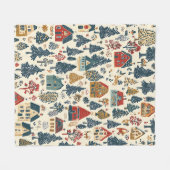 ヴィンテージウッドランドのクリスマスパターン(20) フリースブランケット (正面(横))