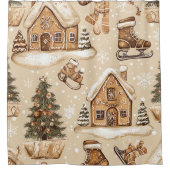 ヴィンテージウッドランドのクリスマスパターン(3) シャワーカーテン (正面)