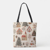 ヴィンテージウッドランドのクリスマスパターン(4) トートバッグ (裏面)