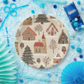 ヴィンテージウッドランドのクリスマスパターン(4) ペーパープレート (パーティー)