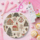 ヴィンテージウッドランドのクリスマスパターン(4) ペーパープレート (パーティー)