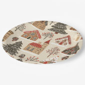 ヴィンテージウッドランドのクリスマスパターン(4) ペーパープレート (アングル)